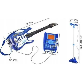 Hudební nástroj pro děti Elektrická kytara Rock'n'Roll modrá s mikrofonem a zesilovačem