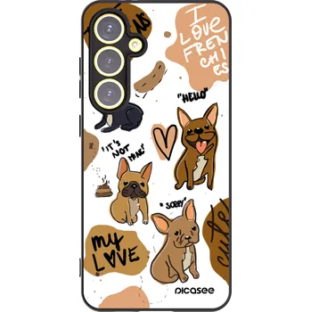 Pouzdro na mobilní telefon Picasee silikonový černý obal pro Samsung Galaxy S24 FE S721B - Frenchies