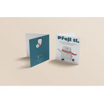 Roztomilé přání s ledním medvědem-148x148mm