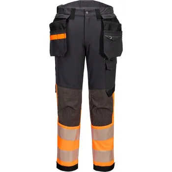 Pánská móda PORTWEST Kalhoty Stretch Holster EV442 Hi-Vis, reflexní, do pasu POR-EV442OMS40 40 Oranžová/šedá Zkrácené na výšku 173 cm