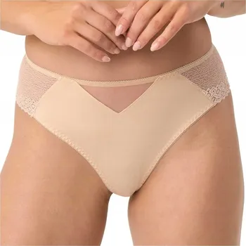 Kalhotky Babell dámské brazilky z bavlny - síťoviny a krajky, béžová M