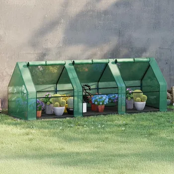 Fóliovník Outsunny Fóliovník se 3 rolovacími dveřmi, zelený 493561