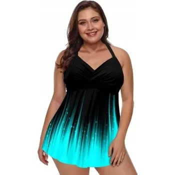 Dámské plavky PLAVKY ŠATY DVOUDÍLNÉ KRAŤASY XXL