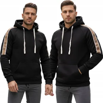 Pánská mikina Pánská mikina s kapucí černá sportovní volnočasová BX5941 - L