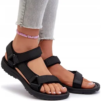 Dámské sandále DÁMSKÉ SPORTOVNÍ SANDÁLY LEHKÉ NA SUCHÝ ZIP ČERNÉ 38