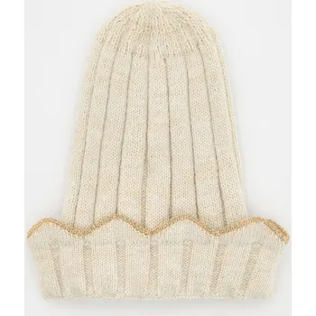Čepice Reserved - Žerzejová čepice s metalickou nití - krémová - 282CL-01X - 282CL-01X-9Y1