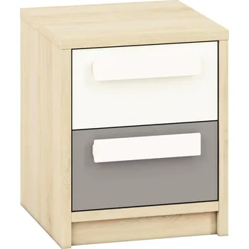 Noční stolek Noční stolek Drop - ML Meble Buk Fjord / Bílá / Šedá Platina 40x48 cm