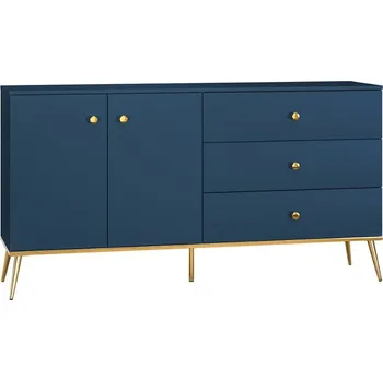 Komoda Široká komoda se zásuvkami a dvířky do obývacího pokoje Marine - ML Meble Tmavě modrá 160x84,8 cm