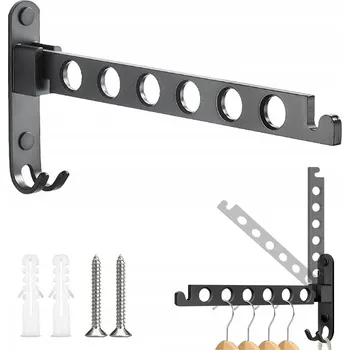 Věšák SKLÁDACÍ VĚŠÁK NA OBLEČENÍ NA ZEĎ, VODĚODOLNÝ, HLINÍKOVÝ, DO KOUPELNY