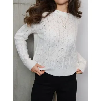 Dámský svetr Sinsay - Svetr z&nbsp;dekorativního úpletu - krémová - 382EU-01X - 382EU-01X-L