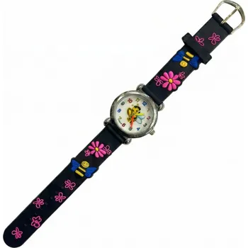 Hodinky DĚTSKÉ NÁRAMKOVÉ HODINKY S 3D GUMOVÝM ŘEMÍNKEM, DÁREK , ČERNÉ