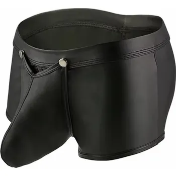 Boxerky Pánské boxerky z eko-kůže, odepínací přední díl, elastické - XL