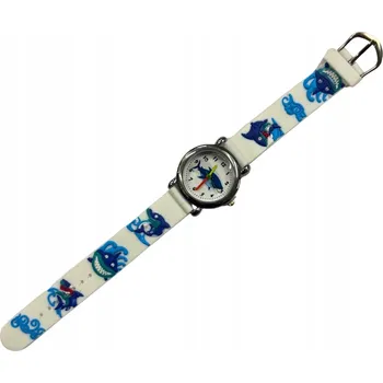 Hodinky DĚTSKÉ NÁRAMKOVÉ HODINKY S 3D GUMOVÝM ŘEMÍNKEM DÁREK , BÍLÉ - Žralok