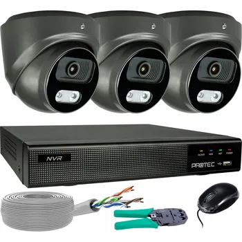 Bezpečnostní kamera Sada 3 Grafitových IP Kamer 8MP 4K POE Detekce Osob a Vozidel bez HDD