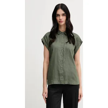 Pánská košile Lněná košile United Colors of Benetton 5BMLDQ06V zelená 97X, vel. S