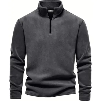 Pánská mikina 49143 Dewberry Half Zipper Stand Collar Mens Fleece-DARK GREY dewberry šedá 2968279