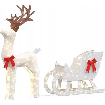 Vánoční světelná dekorace vidaXL 4019493 sobi a sáně 100 LED studená bílá