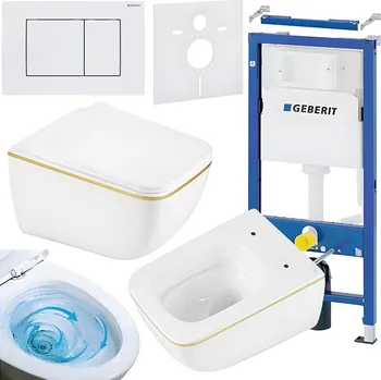 Klozet BPS-koupelny Podomítkový modul Geberit DuoFix s WC mísou YU-WH-GL-TR-03 + ovládací tlačítko Delta 30 bílá