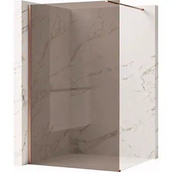 Bezrámová sprchová zástěna REA FLEXI BRUSH COPPER 80 cm, měď kartáčovaná/hnědá kouřová - bez vaničky