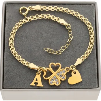 Náramek Zlatý široký náramek čtyřlístek srdíčko libovolné písmeno GRAVÍROVÁNÍ 925