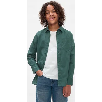 GAP dětská košile s dlouhým rukávem bavlna zelená velikost XL