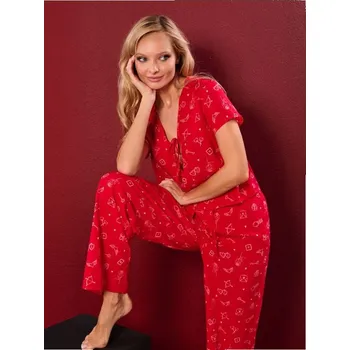 Dámská móda Sinsay - Dvoudílné pyžamo z viskózy - červená - 481HF-33X - 481HF-33X-XL