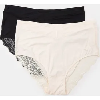 Kalhotky Sinsay - Hipster kalhotky s vysokým pasem 2 balení - krémová - 228FX-01X - 228FX-01X-XXL