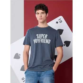 Sinsay - Bavlněné tričko s nápisem - námořnická modrá - 316HL-95X - 316HL-95X-2XL