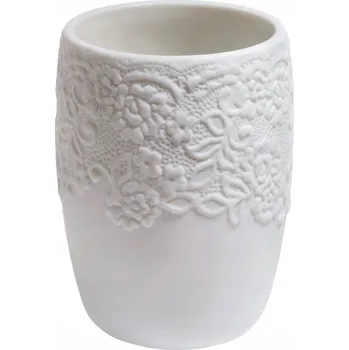 Držák na kartáček Spirella kelímek na zubní kartáčky COSY, bílý, porcelán