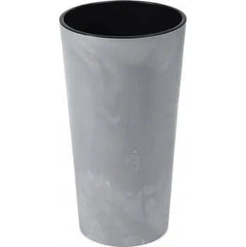 Květináč Květináč plast šedý Lamela 25 cm x 25 cm x 47 cm