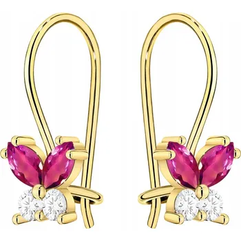 Náušnice ZLATÉ Dámské NÁUŠNICE ryzost 585 Růžové Motýlci se Zirkony na Patentku 14k