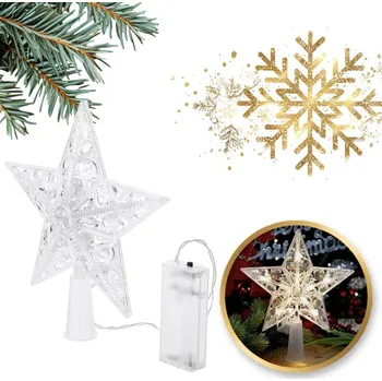 Vánoční světelná dekorace Vánoční hvězda na špičku stromku 20 x 15 cm teplá bílá