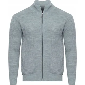 Pánský svetr Pánský svetr na zip - H206 SZARY vlněný rozevírací rolák klasický teplý