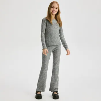 Reserved - Žebrované rozšířené kalhoty - tmavě šedá - 715EG-90X - 715EG-90X-116