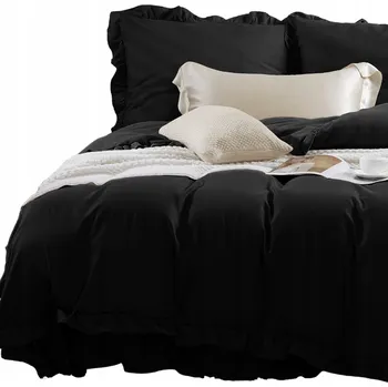 Povlečení Černé Povlečení s volánkem 140x200 Ruffy + povlak na polštář 70x80 cm