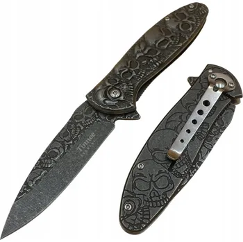 Kuchyňský nůž Tinnee SCULL LEBKA SKLÁDACÍ NŮŽ NŮŽ FINKA 20cm 3D GRAFIKA