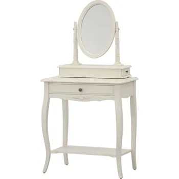 Toaletní stolek Dřevěný toaletní stolek se zrcadlem do ložnice Dijon - Livin Hill Světle krémová 70x140 cm