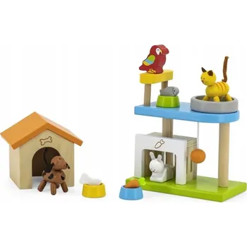 Dřevěná hračka ZVÍŘÁTKA DŘEVĚNÁ SADA DĚTSKÉ HŘIŠTĚ