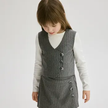 Dívčí bunda Reserved - Elegantní pruhovaná vesta - tmavě šedá - 347DB-90X - 347DB-90X-140