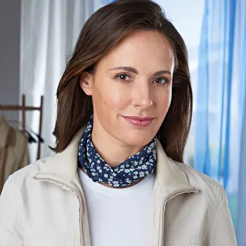 Čepice 3Pagen Šátek s magnetickým uzávěrem/květy modrá/květy 50 x 20 cm