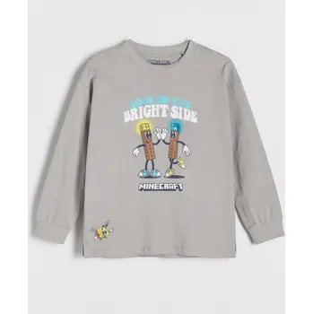 Chlapecké tričko Reserved - Tričko Minecraft s dlouhými rukávy - světle šedá - 592CJ-09X - 592CJ-09X-122