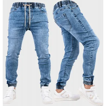 Pánské kalhoty Pánské Jogger Kalhoty Modré Jeansy Slim Fit Streetwear vel. 32