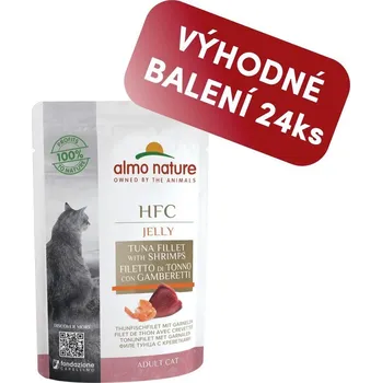 Krmivo pro kočku Almo Nature HFC Jelly - Tuňák a krevety v želé 55g výhodné balení 24ks