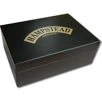 Čaj Hampstead Tea luxusní černá dřevěná kazeta mix sáčkových BIO čajů 78ks - 6 druhů