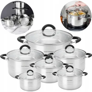 Sada nádobí SADA HRNCŮ 12 EL. SE SKLENĚNÝMI POKLICEMI