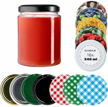 Sklenice 16x SKLENICE 540ML ZAVAŘOVACÍ SKLENICE NA MED A DŽEM ŠROUBOVACÍ VÍČKO 82MM