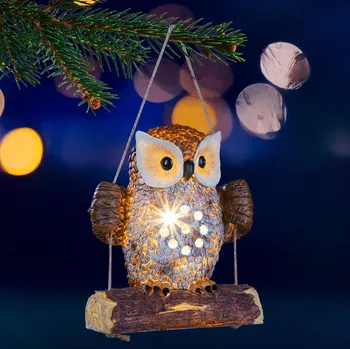 Vánoční dekorace Haushalt international Solární dekorace Sova na houpačce 495519