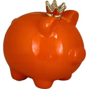 Pokladnička PRASIATKO pokladnička ORANŽOVÉ S KORUNKOU 21X16X21CM