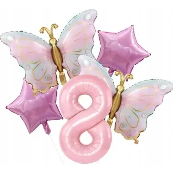 Balónek BALÓNKY Sada balónků MOTÝL hvězda ČÍSLICE 8 dekorace narozeniny HEL 5ks