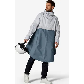 BTWIN Cyklistické pončo na městskou cyklistiku 540 viditelnost v noci modro-šedé XS MODRÁ|ŠEDÁ